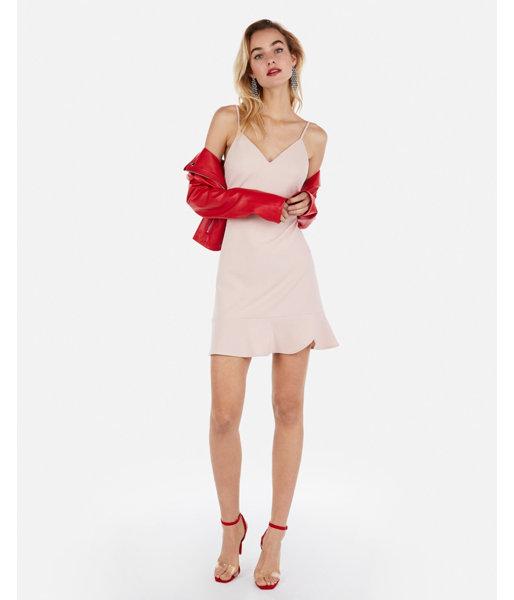 Express Womens Ruffle Cami Fit And Flare Dress