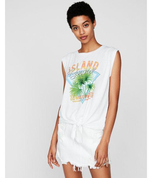 Express Womens Island Bound Knot Front Tank