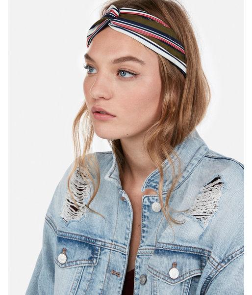 Express Womens Natasha Striped Soft Knot Headband