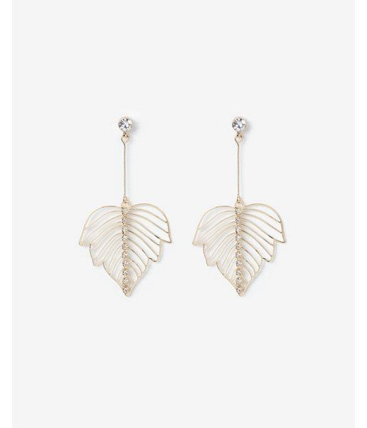 Express Womens Leaf Post Back Earrings