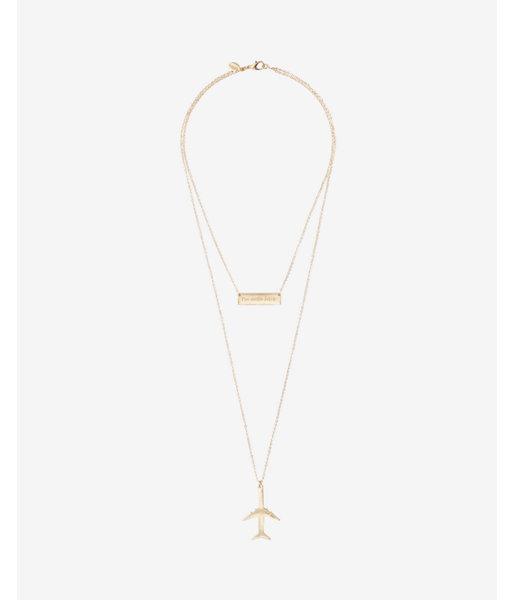Express Womens Shiny Airplane Layered Necklace