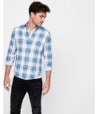 Express Mens Soft Wash Plaid Double Weave Button-down