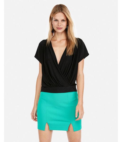 Express Womens Solid Tie Neck