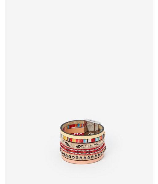 Express Womens Six Row Multi-wrap Beaded Turnlock Bracelet