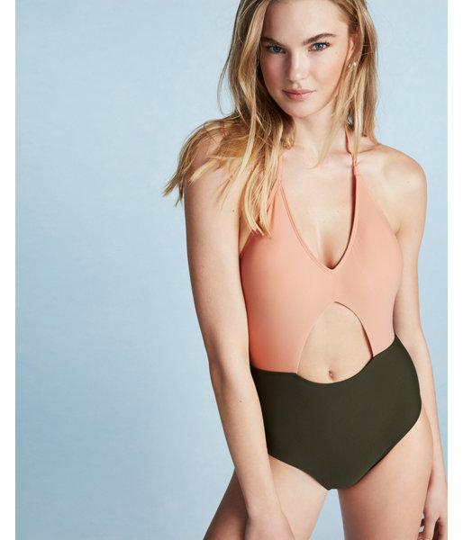 Express Womens Colorblock Cut-out One-piece