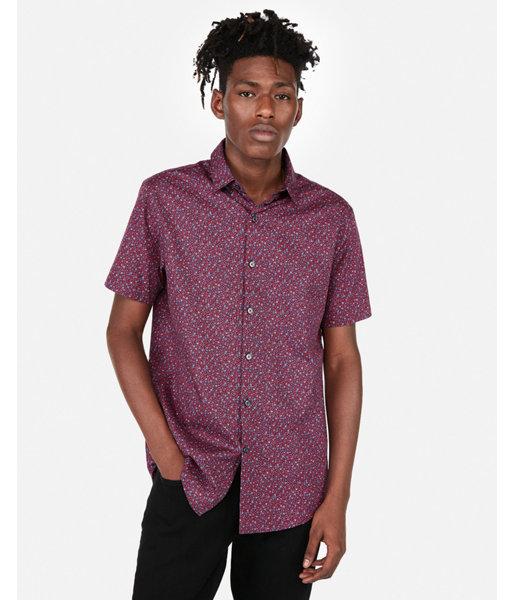 Express Mens Floral Print Button-down Short