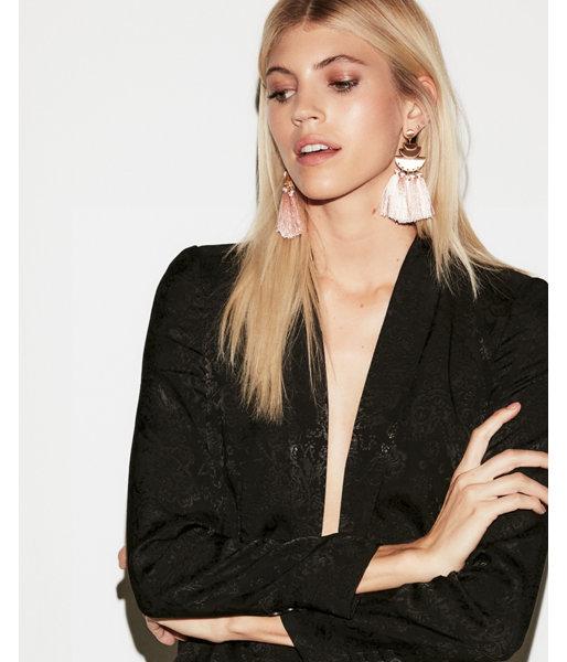 Express Womens Floral Drop Button Boyfriend Blazer