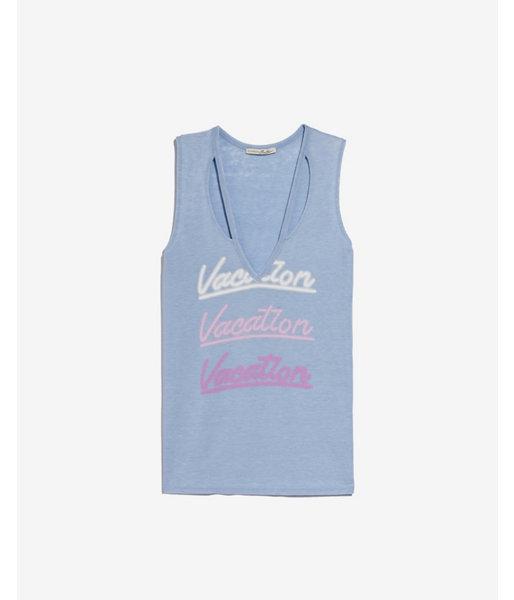 Express Womens Vacation Graphic Slash V-neck Tank
