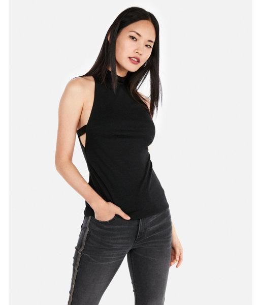 Express Womens Mock Neck Side Bar Cut-out Tank