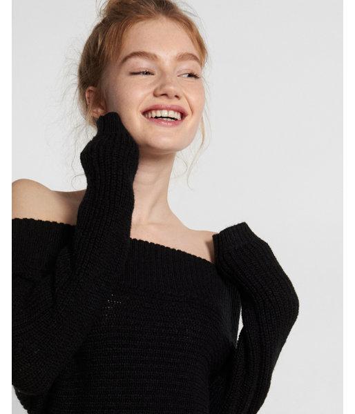 Express Womens Shaker Knit Off The Shoulder Pullover