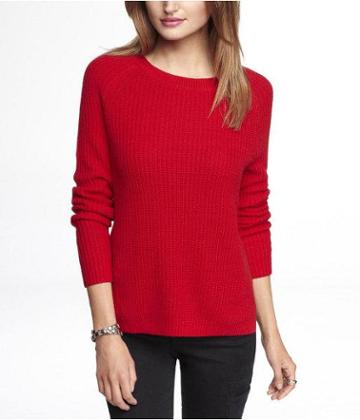 Womens Side Slit Shaker Knit Sweater Red X Small