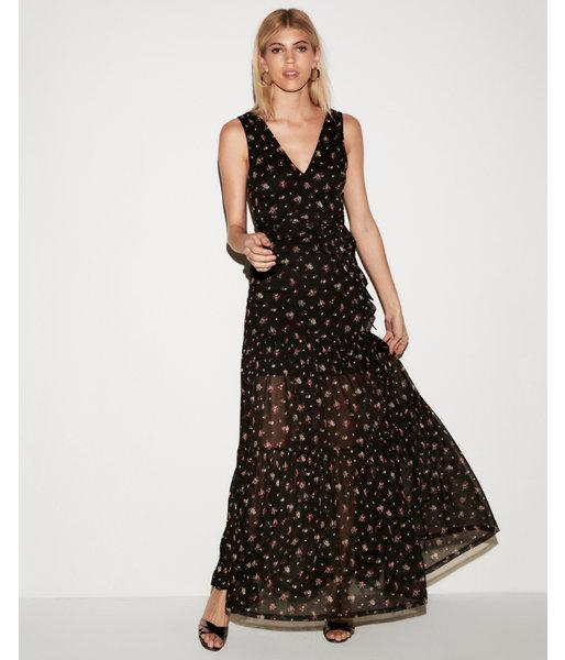 Express Womens Floral Tiered Tie Front