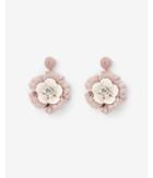 Express Womens Embellished Layered Flower Drop Earrings