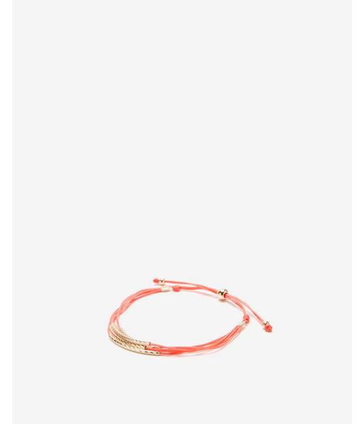 Express Womens Coral Hammered Pull-cord Bracelet