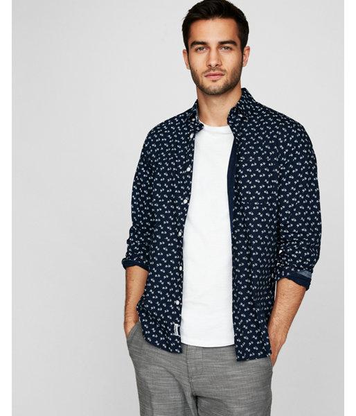 Express Mens Classic Floral Print Dress