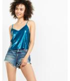 Express All-over Sequin Embellished Abbreviated Cami