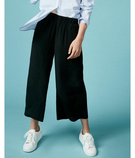 Express Mid Rise Wide Leg Pull On Pant