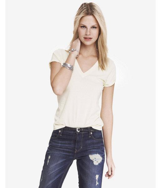 Express Womens Fitted Deep V-neck Tee