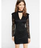 Express Lace Ruffle Cut-out Mini Choker Dress