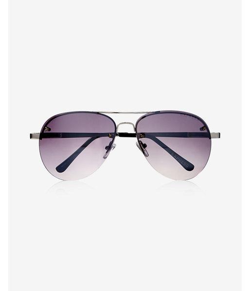 Express Silver Mirrored Rimless Aviator