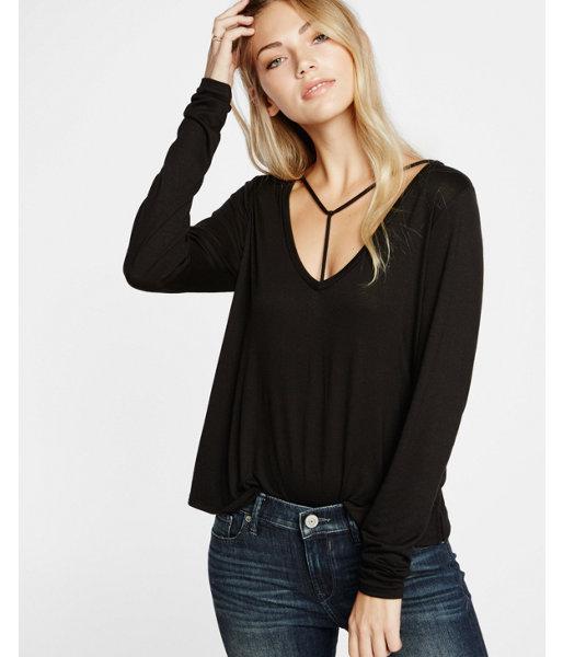 Express Womens Express One Eleven Long Sleeve Choker Tee
