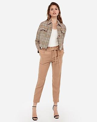 Express Womens Plaid Cropped Wedge Snap