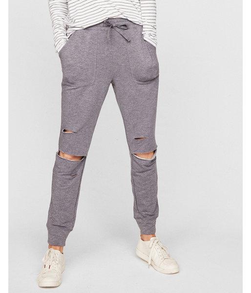 Express Womens Express One Eleven Destroyed Terry Joggers