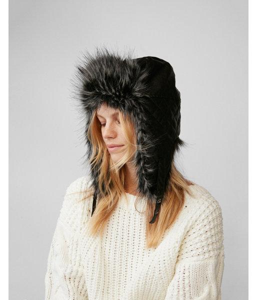 Express Womens Quilted Faux Fur Trapper Hat