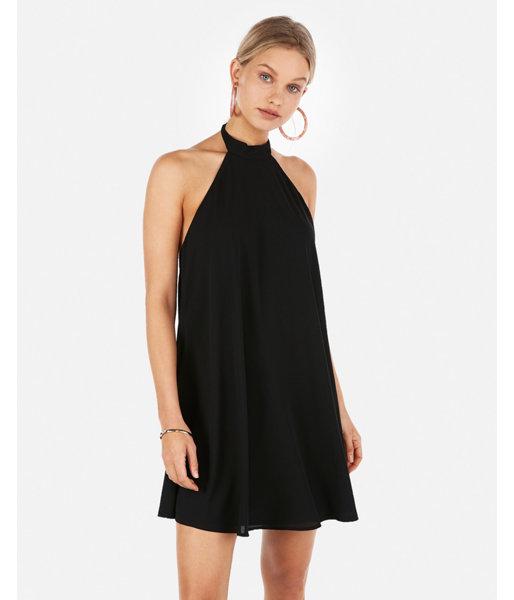 Express Womens Halter Neck Backless Trapeze Dress