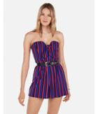 Express Womens Striped Tie V-wire Strapless Romper