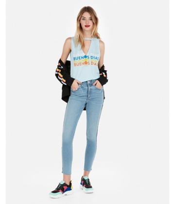 Express Womens Express One Eleven Buenos Dias Cut-out Tank