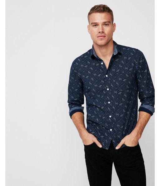 Express Mens Slim Floral Button-down