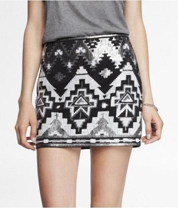 Womens Sequin Embellished Mini Skirt Black X Small