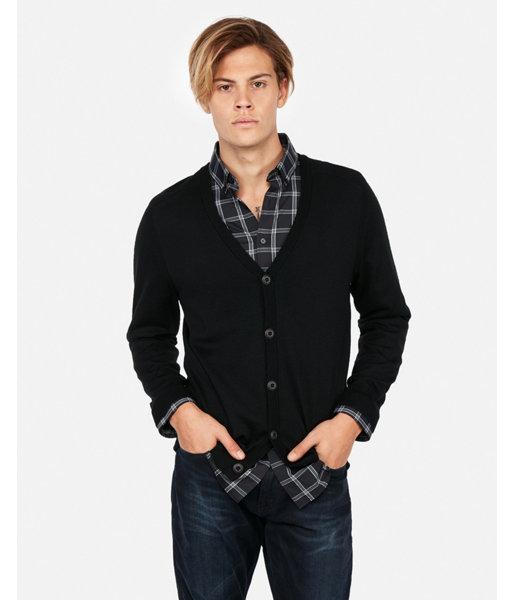 Express Mens Merino Wool-blend Thermal Regulating V-neck Cardigan