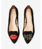Express Womens Kiss Me Embroidered Patch Flat
