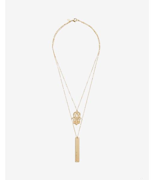 Express Womens Hamsa Namaste Drop Necklace