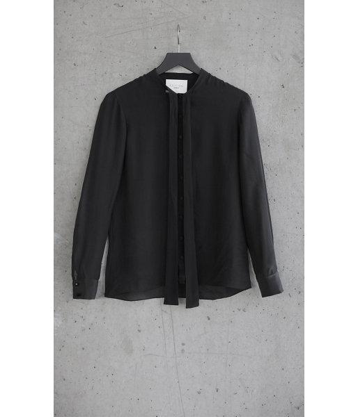Express Women's Tops Black Express Edition Silk Chiffon Tie Neck Blouse