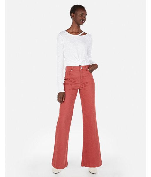 Express Womens Express One Eleven Slash Neck Cropped Twist Tee