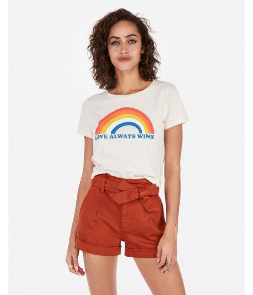 Express Womens Express One Eleven Love Always Wins Cropped Easy Tee