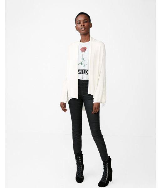 Express Womens Ruched Sleeve Roll Neck Cardigan