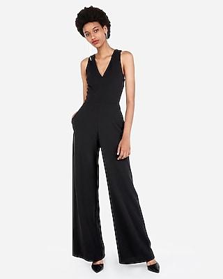 Express Womens Petite Cross Back Wide Leg Palazzo Jumpsuit