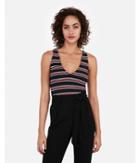 Express Womens Express One Eleven Stripe Ribbed Cropped Tank