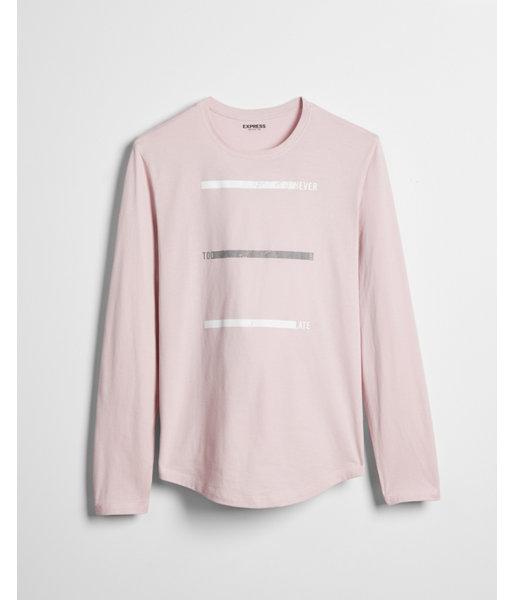 Express Mens Never Too Late Long Sleeve Graphic Tee