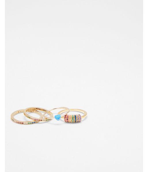 Express Womens Set Of Four Multi-color Rings