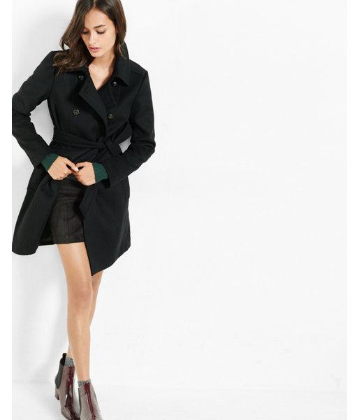 Express Black Wool Blend Belted Trench Coat