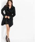Express Black Wool Blend Belted Trench Coat