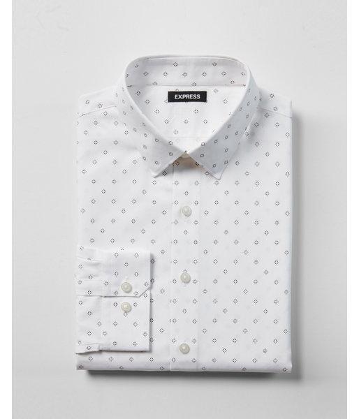 Express Mens Extra Slim Fit White Diamond Dress
