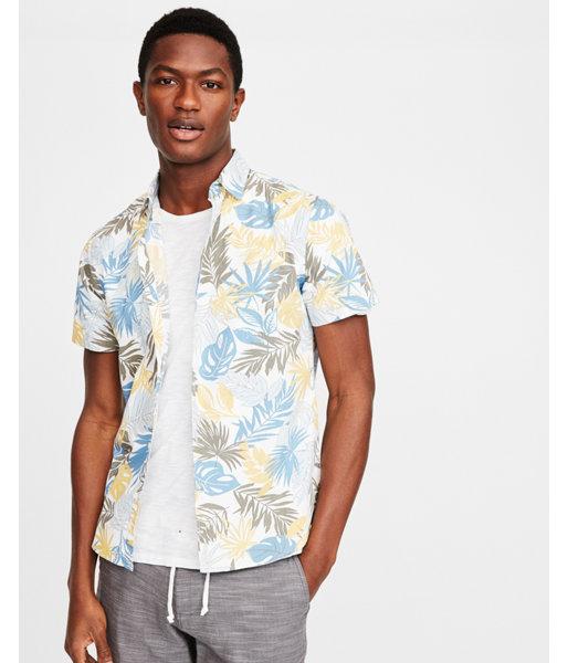 Express Mens Tropical Palm Short Sleeve