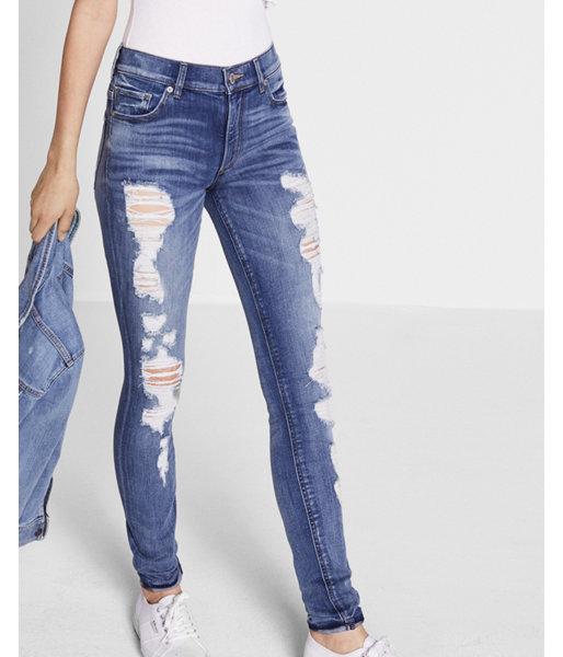 Express Womens High Waisted Distressed Jean