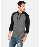 Express Mens Marled Knit Raglan Hoodie